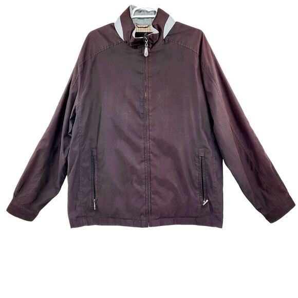 London Fog Black & Red Undertone Softshell Nylon Hooded Jacket Men's Size L - Picture 1 of 13